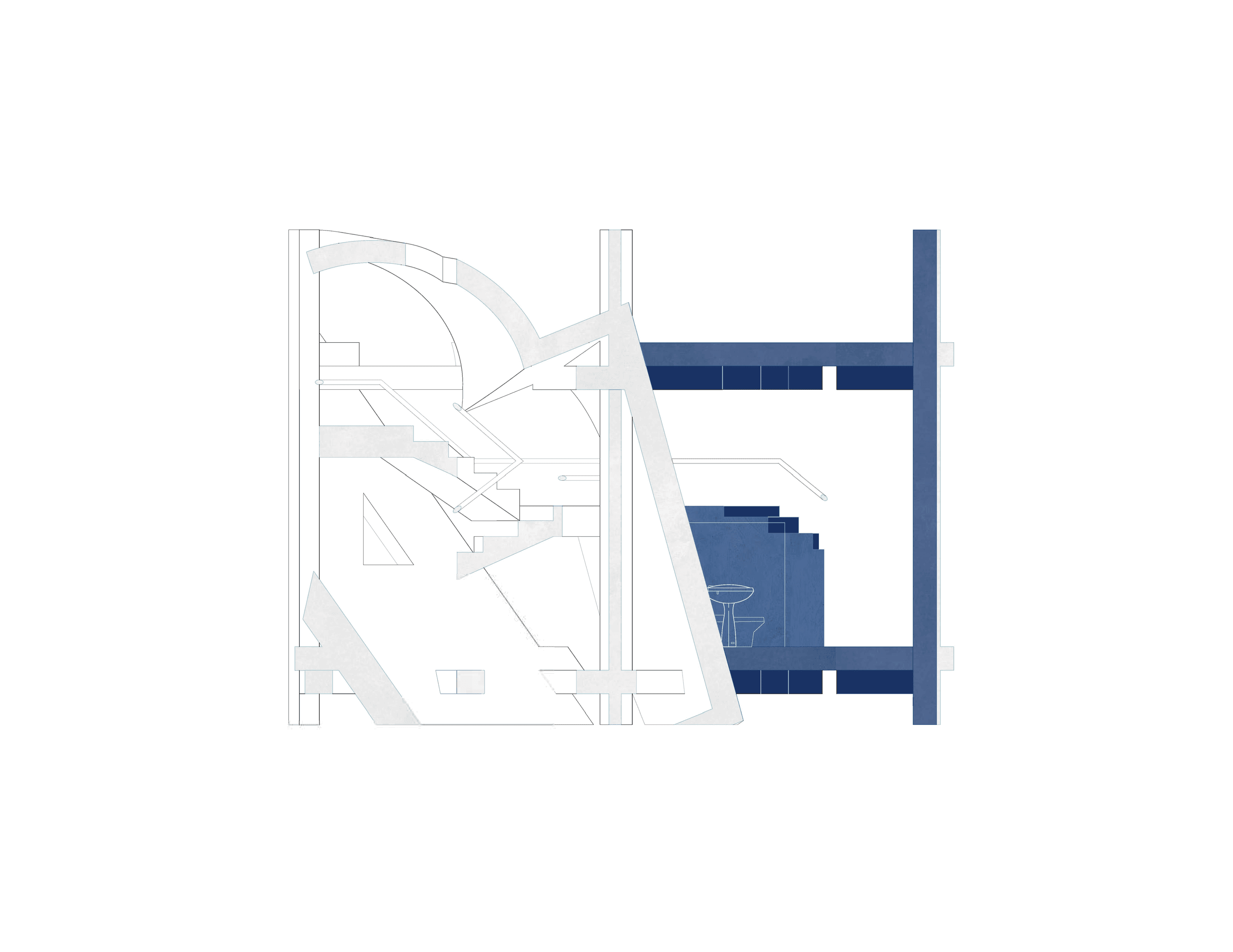 Axonometric line drawing of the voided rectilinear prism