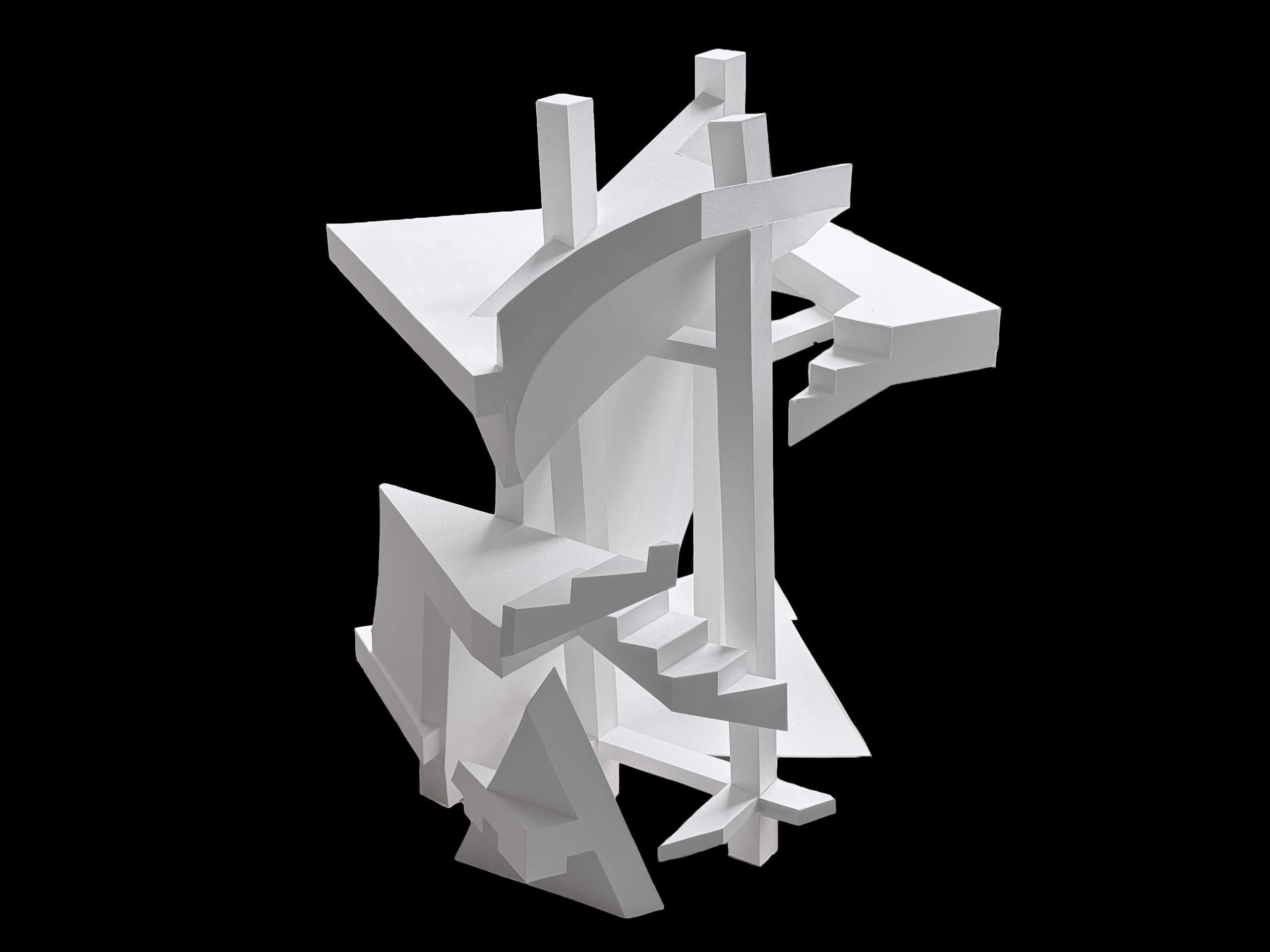 Full physical model of the voided rectilinear prism against a black background