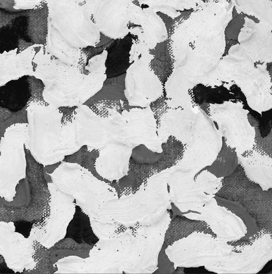 Abstract painting of mottled organic blotches, used to generate the section