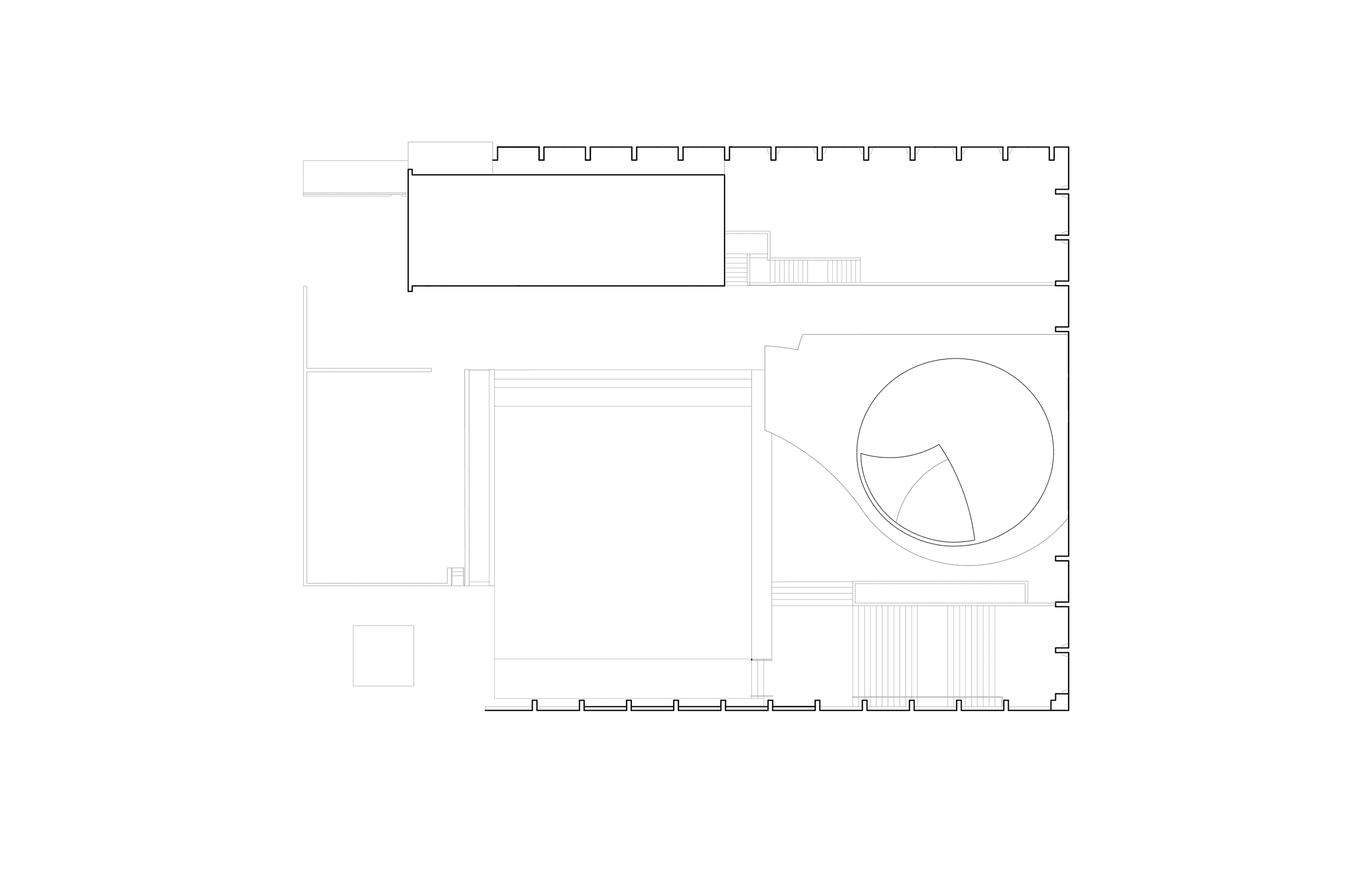 Black and white floor plan of the Wurster Courtyard redesign