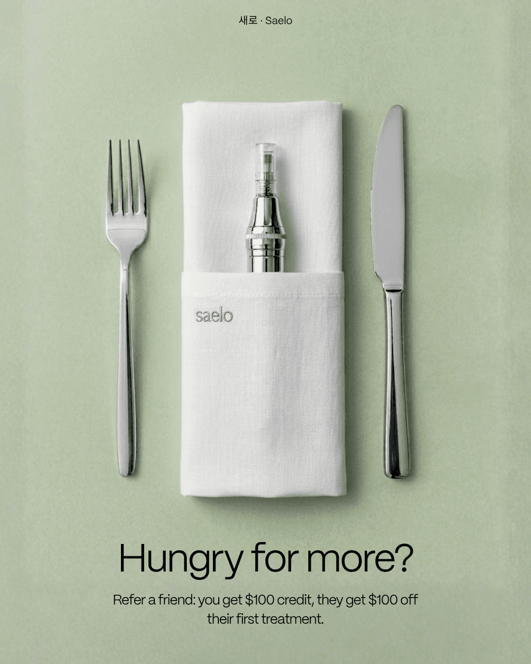 Silverware on green styled for a Saelo social post