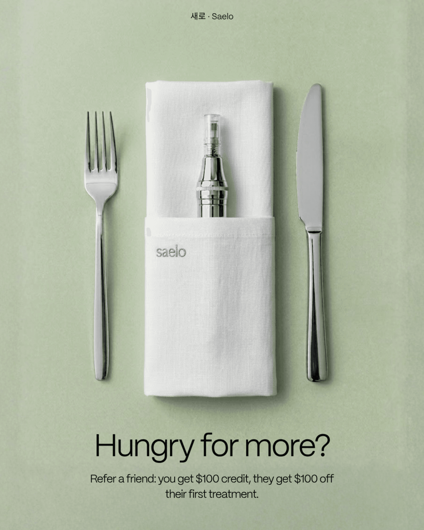Silverware on green styled for a Saelo social post
