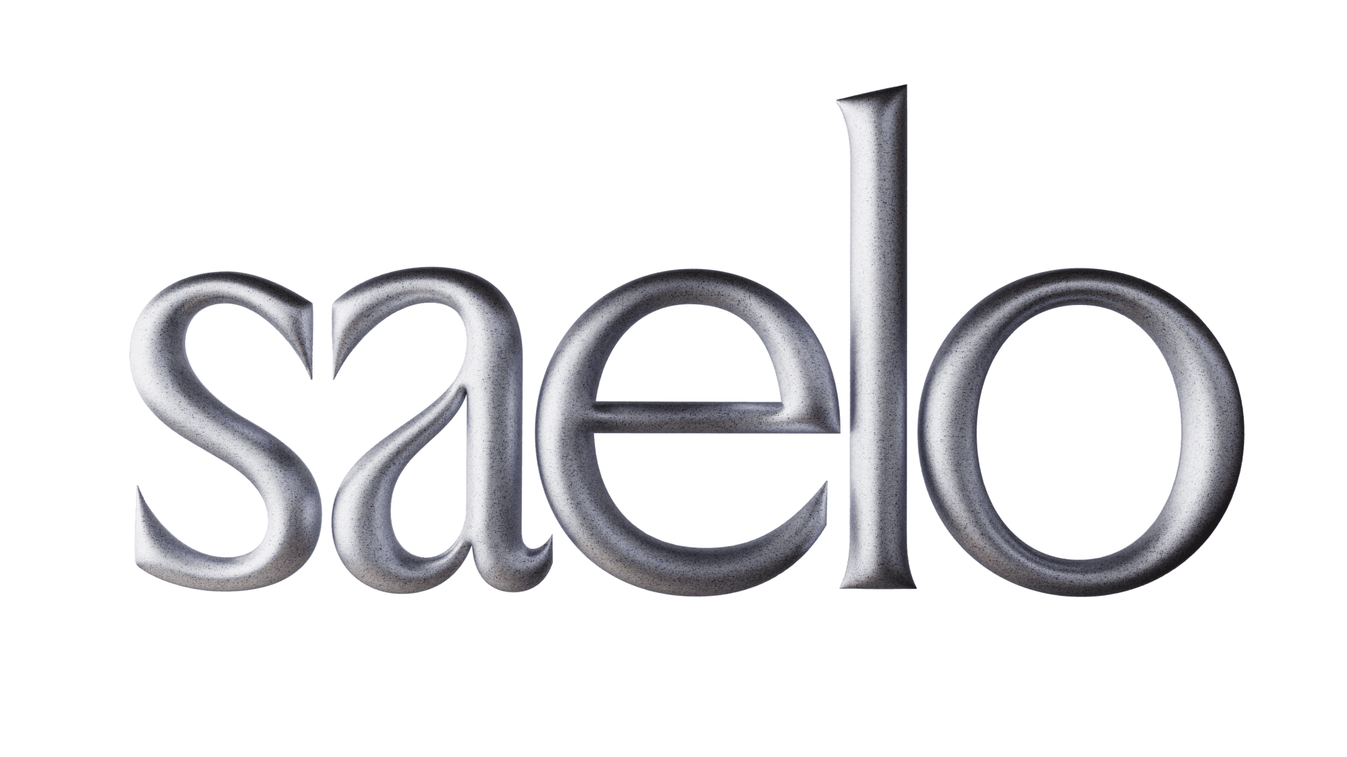 Saelo wordmark rendered in brushed metallic foil