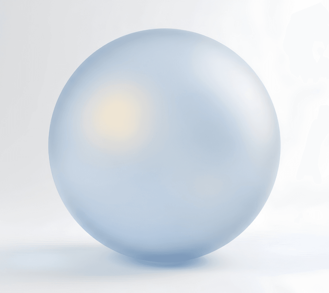 Frosted blue glass sphere on a pale background